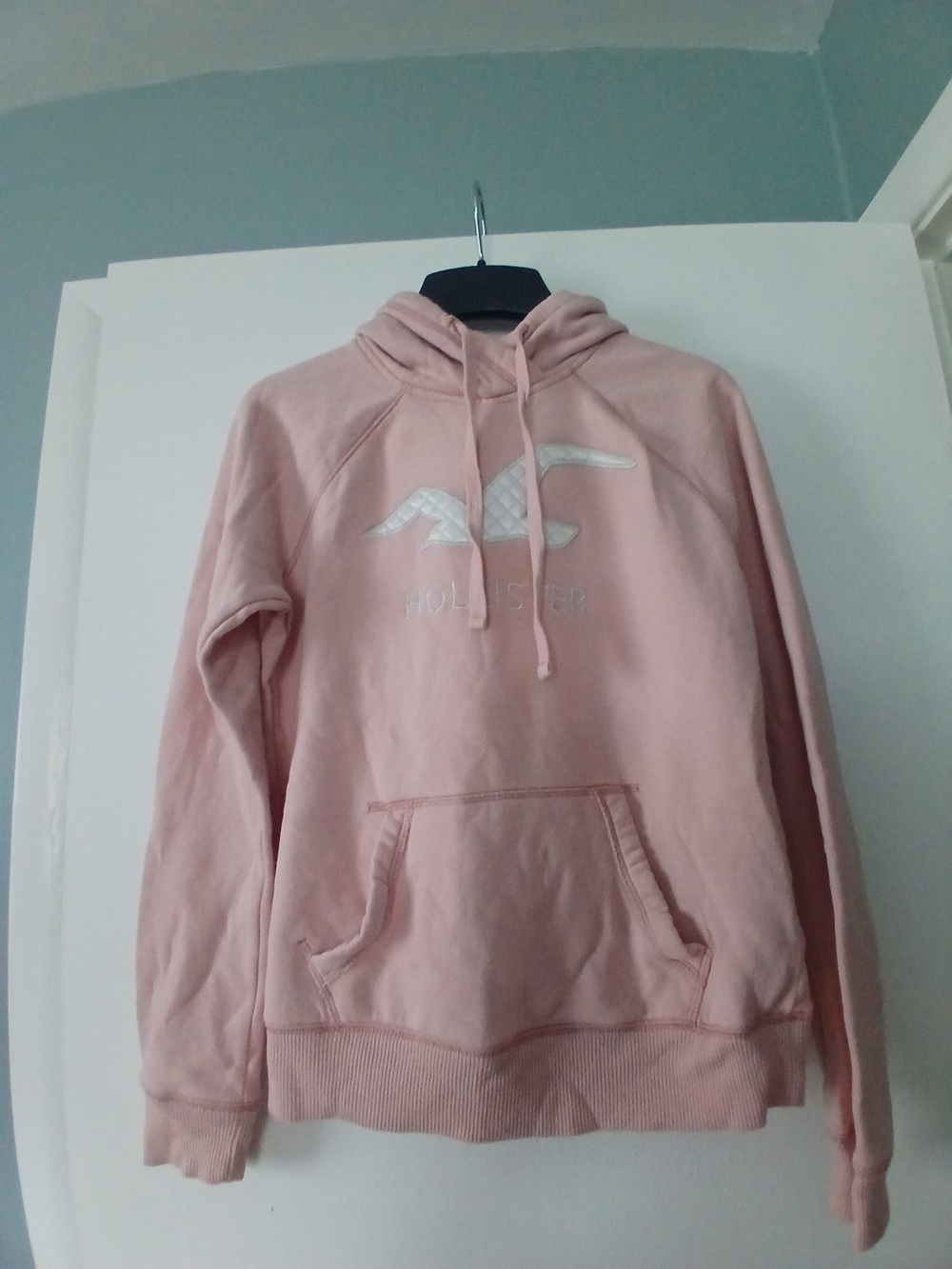 Hollister Women's Light Pink Logo Hoodie Sweater Size S